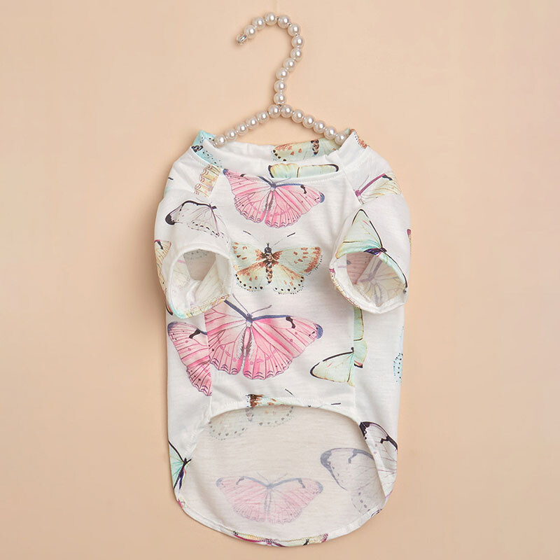 Mājdzīvnieku pulovers ar divām kājām, foršs krekls, apdrukāts ar tauriņu, suņu un kaķu apģērbi, mājdzīvnieku apģērbi, mājdzīvnieku aksesuāri