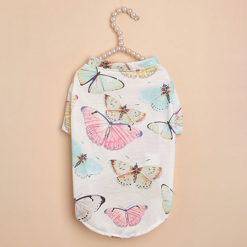 Mājdzīvnieku pulovers ar divām kājām, foršs krekls, apdrukāts ar tauriņu, suņu un kaķu apģērbi, mājdzīvnieku apģērbi, mājdzīvnieku aksesuāri