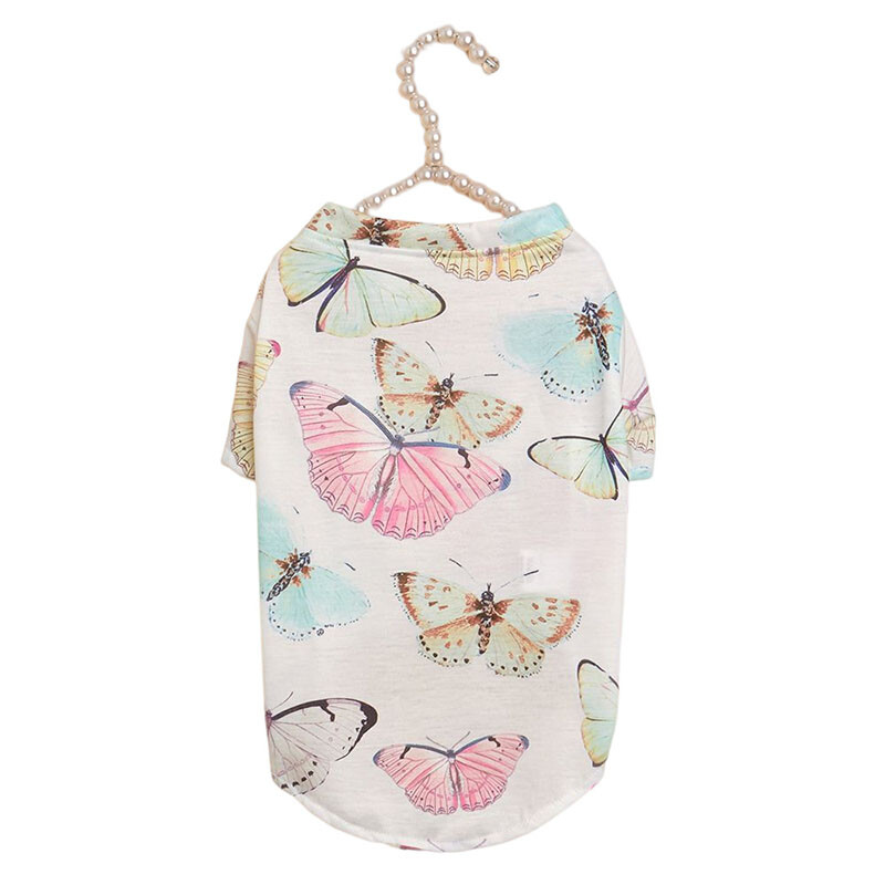 Mājdzīvnieku pulovers ar divām kājām, foršs krekls, apdrukāts ar tauriņu, suņu un kaķu apģērbi, mājdzīvnieku apģērbi, mājdzīvnieku aksesuāri