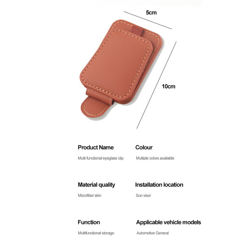 Automašīnas saulessargu briļļu futrālis magnētiskais saulesbriļļu pakaramais turētājs Ādas briļļu klipsis Daudzfunkcionāls universāls interjera aksesuārs