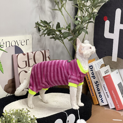 Kačių drabužiai Dryžuotas megztinis Sfinksui Cat Soft Rose Red paltas kačiukams Ilgomis rankovėmis Elestic Devon Rex pavasariui