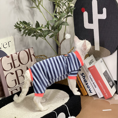 Kačių drabužiai Dryžuotas megztinis Sfinksui Cat Soft Rose Red paltas kačiukams Ilgomis rankovėmis Elestic Devon Rex pavasariui