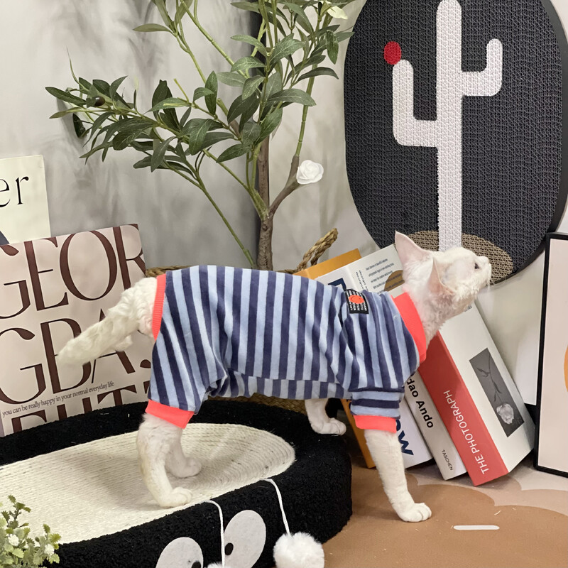 Kačių drabužiai Dryžuotas megztinis Sfinksui Cat Soft Rose Red paltas kačiukams Ilgomis rankovėmis Elestic Devon Rex pavasariui