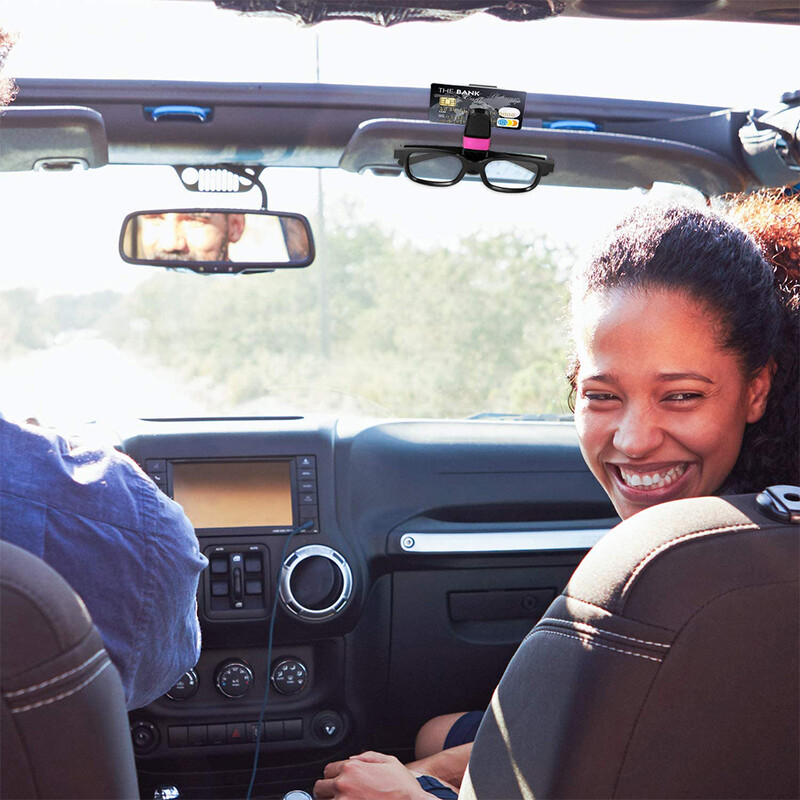 Husă universală pentru ochelari pentru mașină Cutie pentru ochelari cu parasolar auto Cutie pentru ochelari de soare Suport pentru bilete pentru carduri Husă pentru stilouri Cutie cu cleme Accesorii