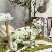 Vestă din bumbac pisică Sphynx cu gât înalt Îmbrăcăminte pentru pisici Tricou drăguț cu urs pentru haină moale Devon Rex în vară Îmbrăcăminte de primăvară Accesorii pentru pisici