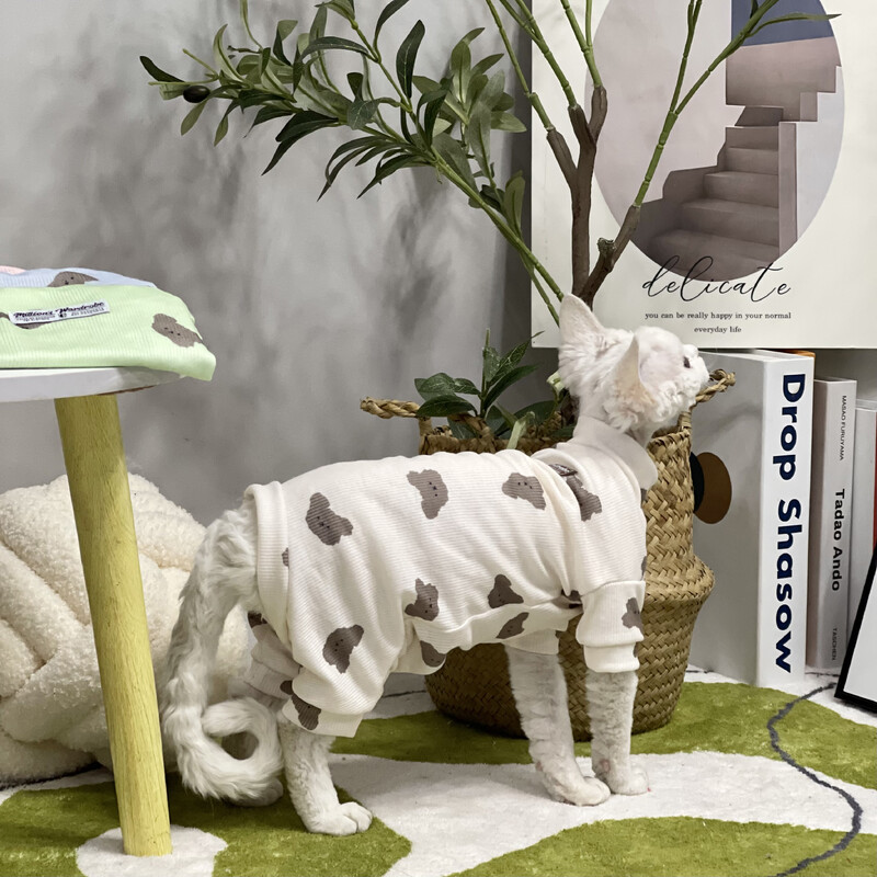 Vestă din bumbac pisică Sphynx cu gât înalt Îmbrăcăminte pentru pisici Tricou drăguț cu urs pentru haină moale Devon Rex în vară Îmbrăcăminte de primăvară Accesorii pentru pisici