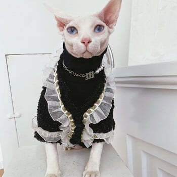 Πουλόβερ Lace Cat Βαμβακερό παλτό για Sphynx Χειμερινό πουλόβερ φόρμας δύο τεμαχίων για γατάκια Μαλακό παλτό δαντέλας για θηλυκό Devon Rex