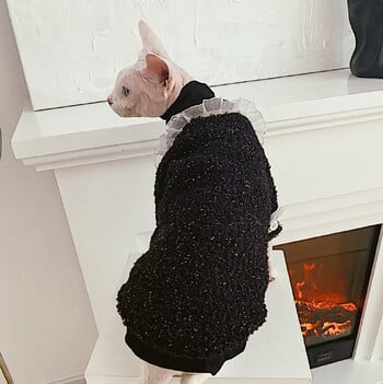 Πουλόβερ Lace Cat Βαμβακερό παλτό για Sphynx Χειμερινό πουλόβερ φόρμας δύο τεμαχίων για γατάκια Μαλακό παλτό δαντέλας για θηλυκό Devon Rex