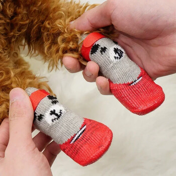 Dog Socks\' Топли плетени чорапи за котки и кучета Водоустойчиви котешки обувки Устойчиви на надраскване калъфи за крака Anti Scald Feet Pet Socks Teddy