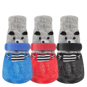 Dog Socks\' Топли плетени чорапи за котки и кучета Водоустойчиви котешки обувки Устойчиви на надраскване калъфи за крака Anti Scald Feet Pet Socks Teddy