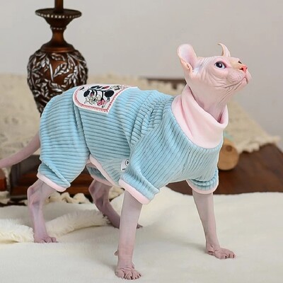 Kaķu apģērbi Ziemas silti Mīksti Mājdzīvnieku silti Hoodies Pidžamas Sfinksa Kaķu Kostīmi Pulovers Sfinksa Kaķēnu Apģērbi Kaķu piederumi Kaķiem