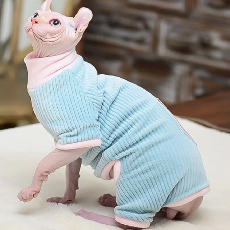 Kaķu apģērbi Ziemas silti Mīksti Mājdzīvnieku silti Hoodies Pidžamas Sfinksa Kaķu Kostīmi Pulovers Sfinksa Kaķēnu Apģērbi Kaķu piederumi Kaķiem