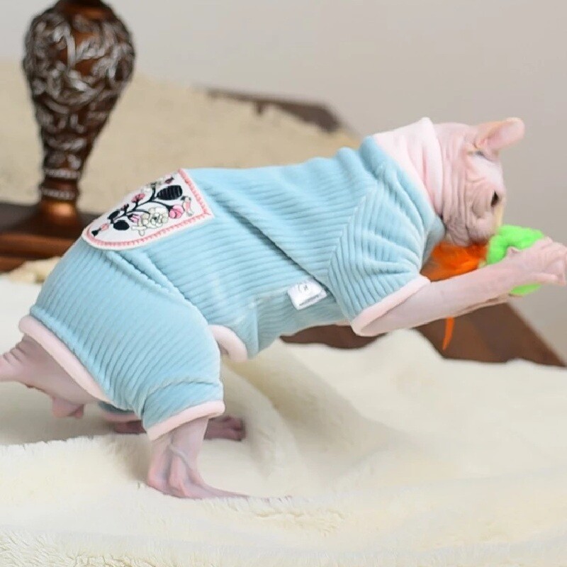 Kaķu apģērbi Ziemas silti Mīksti Mājdzīvnieku silti Hoodies Pidžamas Sfinksa Kaķu Kostīmi Pulovers Sfinksa Kaķēnu Apģērbi Kaķu piederumi Kaķiem