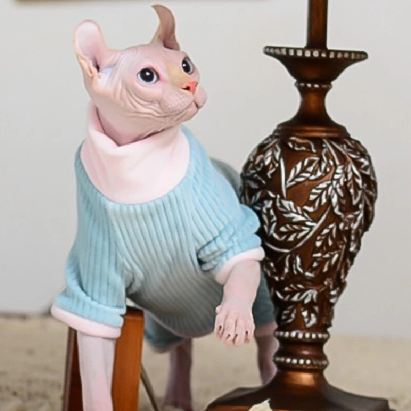 Kaķu apģērbi Ziemas silti Mīksti Mājdzīvnieku silti Hoodies Pidžamas Sfinksa Kaķu Kostīmi Pulovers Sfinksa Kaķēnu Apģērbi Kaķu piederumi Kaķiem
