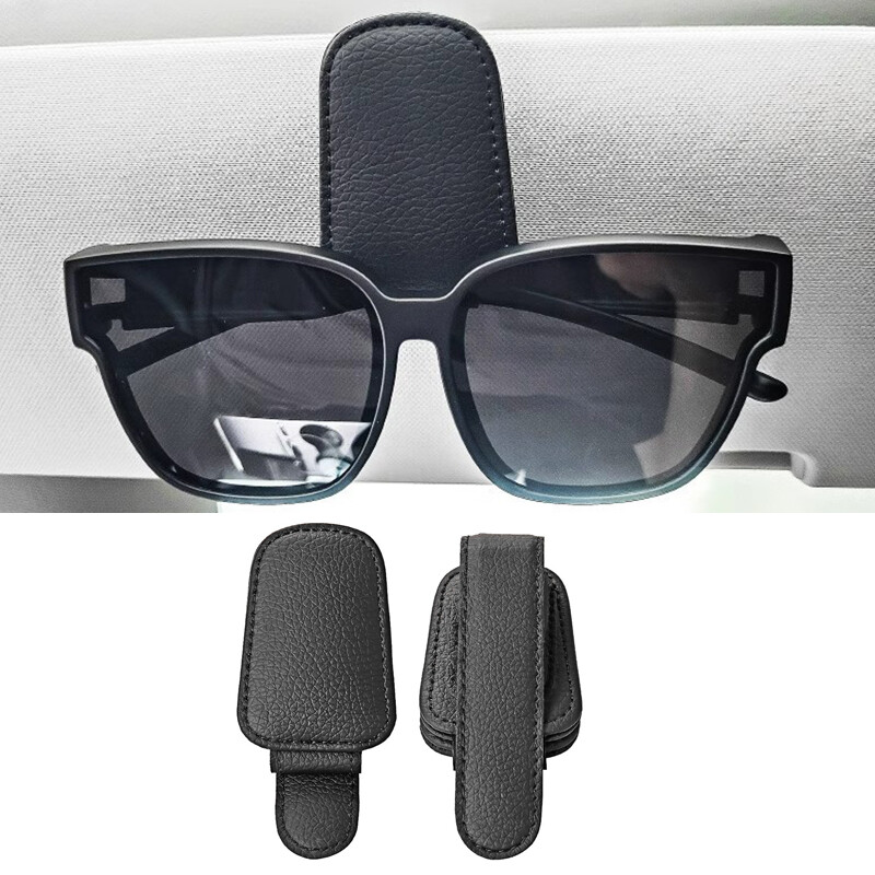 2 vnt. automobilinių akinių nuo saulės laikiklis Patvarus odinis segtukas akinių dėklas Bilietų kortelės segtukas akinių tvirtinimas automobilio salono priedai