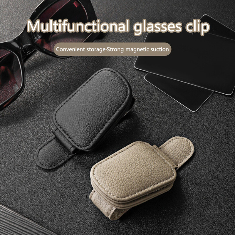 2 vnt. automobilinių akinių nuo saulės laikiklis Patvarus odinis segtukas akinių dėklas Bilietų kortelės segtukas akinių tvirtinimas automobilio salono priedai
