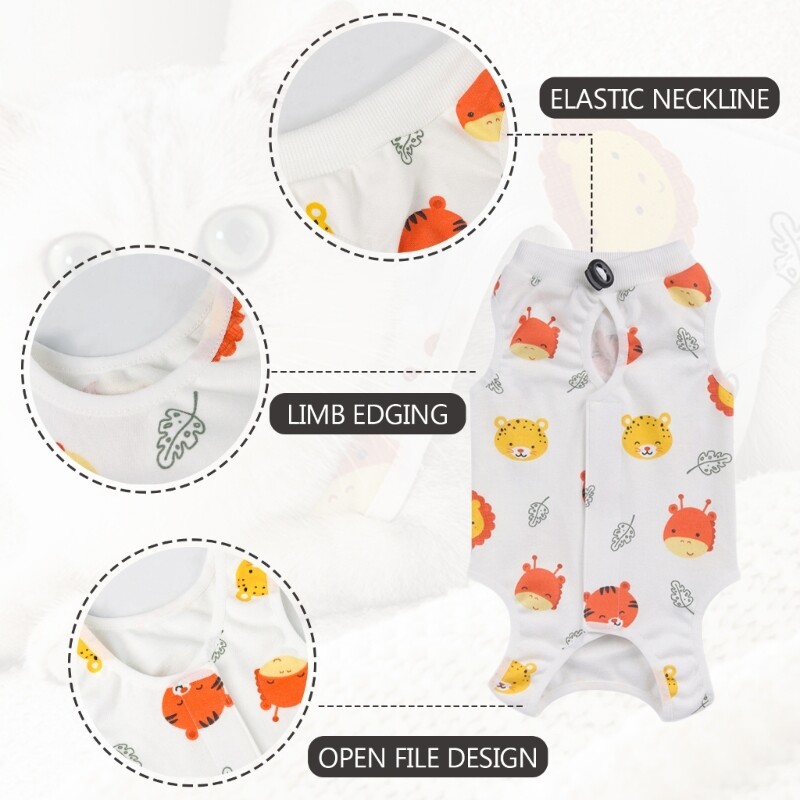 Kisállat-sebészeti gyógyulási öltöny Professzionális kisállat műtétek utáni Jumpsuitek kis, közepes nagy macskáknak