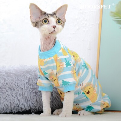 Sfinx din bumbac haine pentru pisici pentru animale de companie Hanorace cu glugă din desene animate pentru Sphynx Salopetă confortabilă pentru pisoi Devon Rex Cămașă drăguță Pisici Camisole