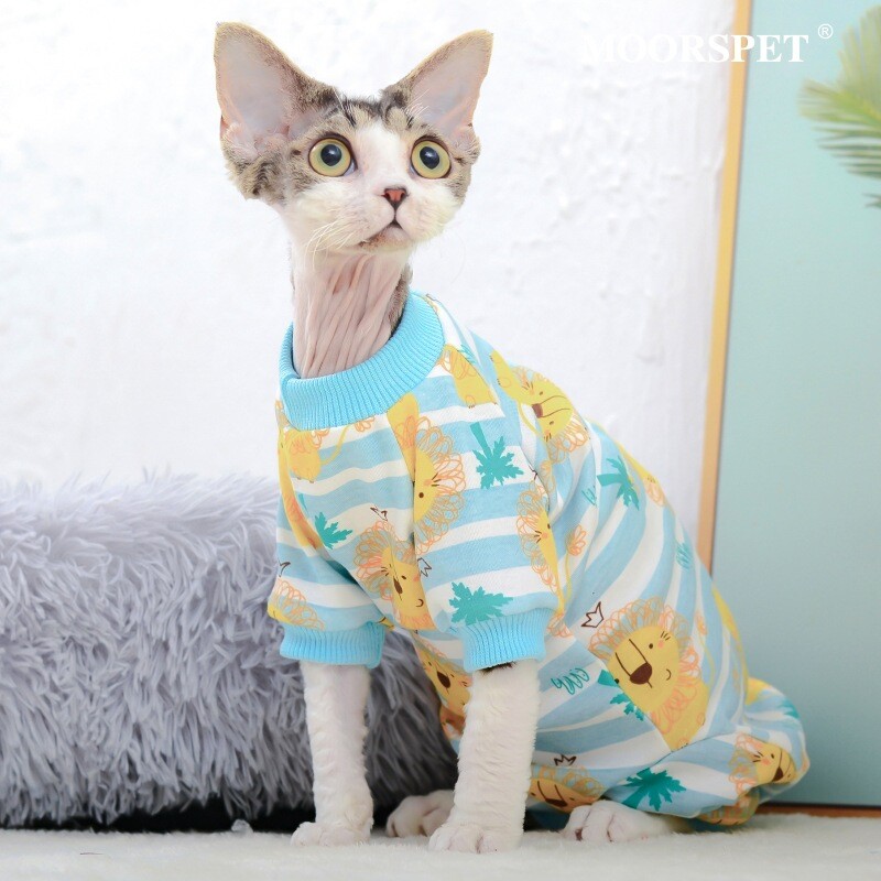Sfinx din bumbac haine pentru pisici pentru animale de companie Hanorace cu glugă din desene animate pentru Sphynx Salopetă confortabilă pentru pisoi Devon Rex Cămașă drăguță Pisici Camisole