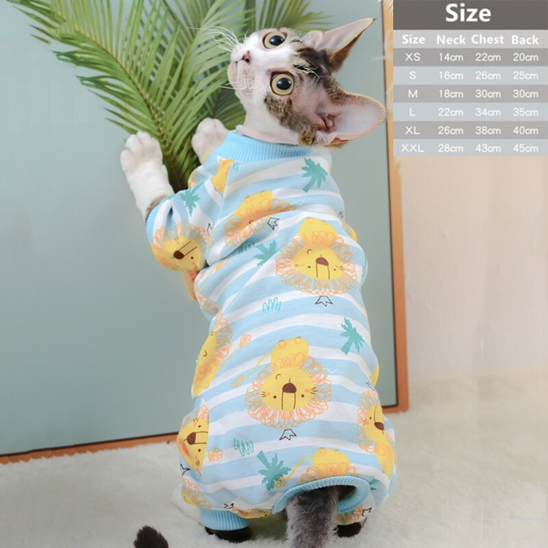 Sfinx din bumbac haine pentru pisici pentru animale de companie Hanorace cu glugă din desene animate pentru Sphynx Salopetă confortabilă pentru pisoi Devon Rex Cămașă drăguță Pisici Camisole