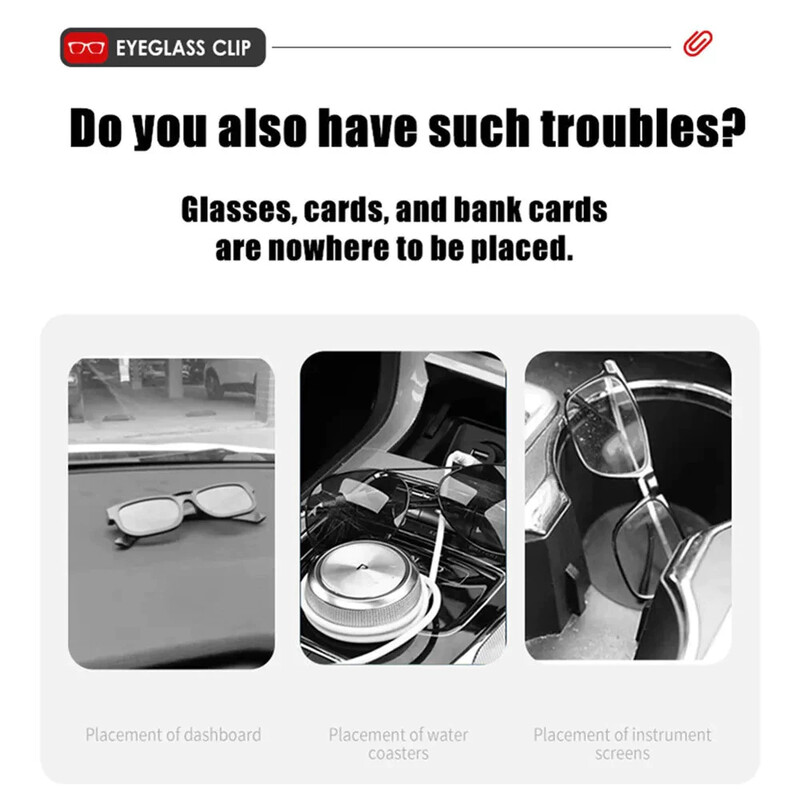 Automobilių saulės akinių laikiklis saulės skydelis Akinių segtukas Daugiafunkcis odinis akinių pakabukas Nešiojamas bilietų kortelių segtukas Automobilių priedai