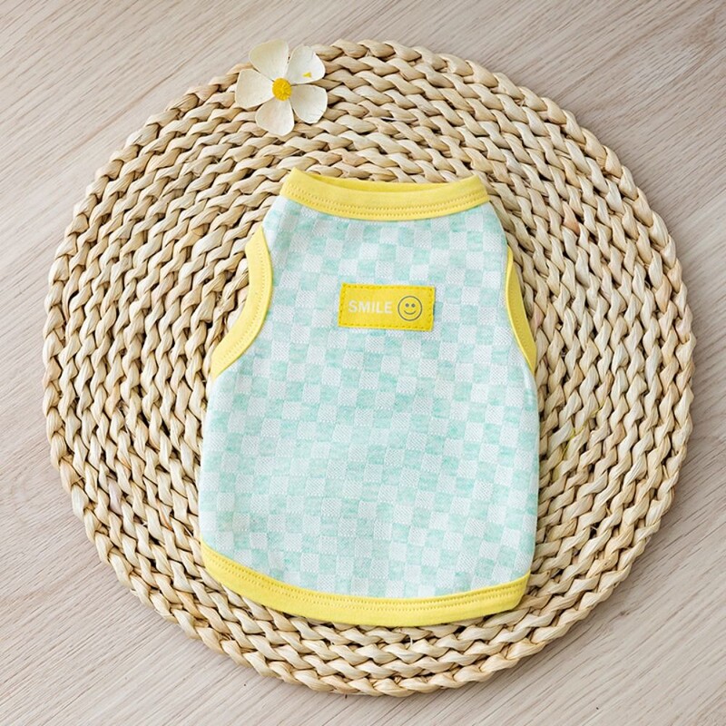 Kaķēnu veste elpojošs kucēnu veste rūtains mīksts suņu kapucis Kokvilnas kaķu krekls bez piedurknēm pavasarim un vasarai