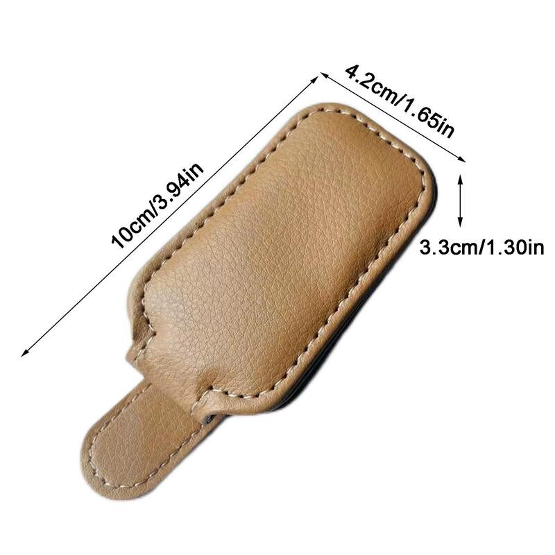 Auto päikeseprillide hoidik Vastupidav nahast klambriga prillide ümbris Piletikaardiklamber Prillid Kinnitus Auto sisustustarvikud