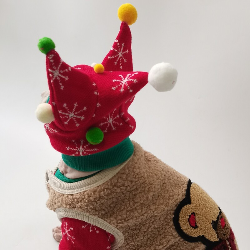 Nauji kalėdiniai sniego kostiumo rūbai Sphynx Cat Šiltas megztinis beplaukėms katėms Žieminės vilnos striukė Devon Rex Pet Product