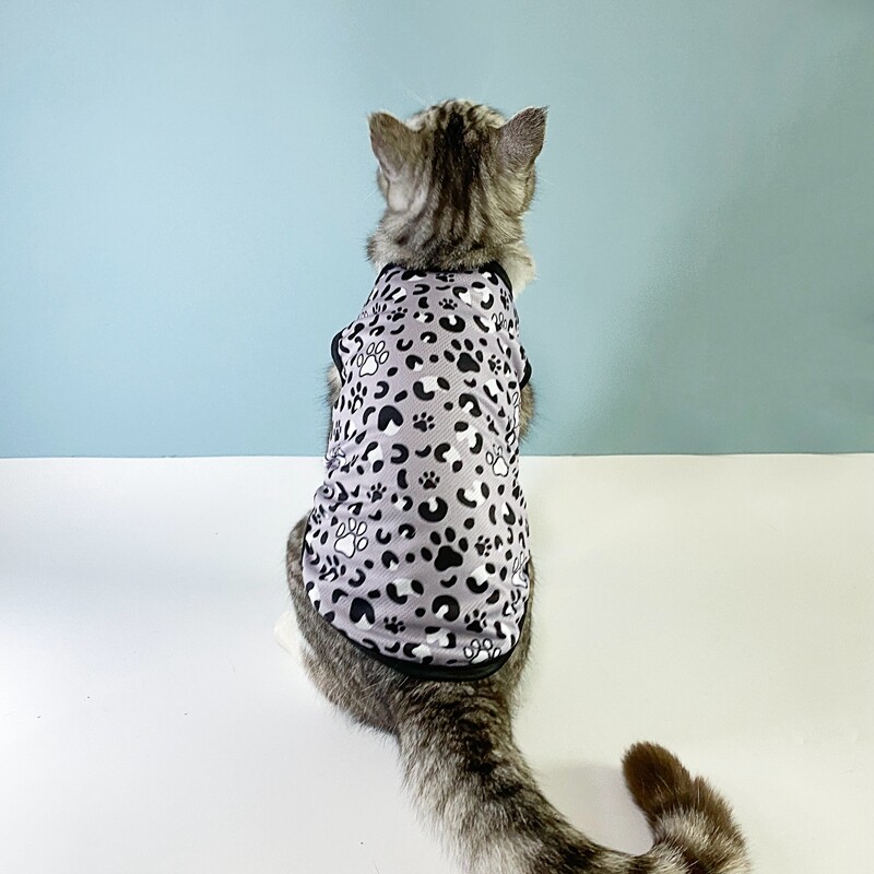 Haine de vară pentru pisici, cu imprimeu leopard, vestă pentru animale de companie, pentru câini de talie mică, tricou subțire, respirabil
