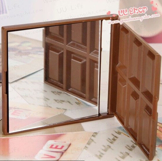 Pārnēsājams kosmētikas spogulis, šokolādes radošs 6 vārtu salokāms mazs spoguļa kosmētikas spogulis