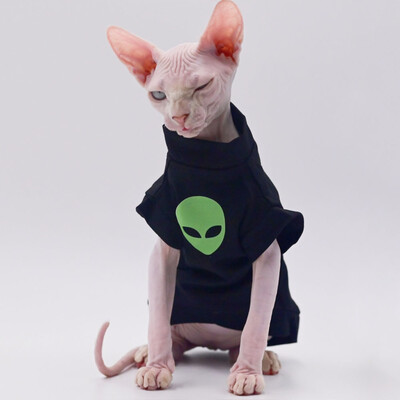 Kassiriided Sphynx Fashion Must puuvillane mantel kassile Triibuline talve T-särk Devon Rexile Pehme puuvillane T-särk Kassi kostüüm