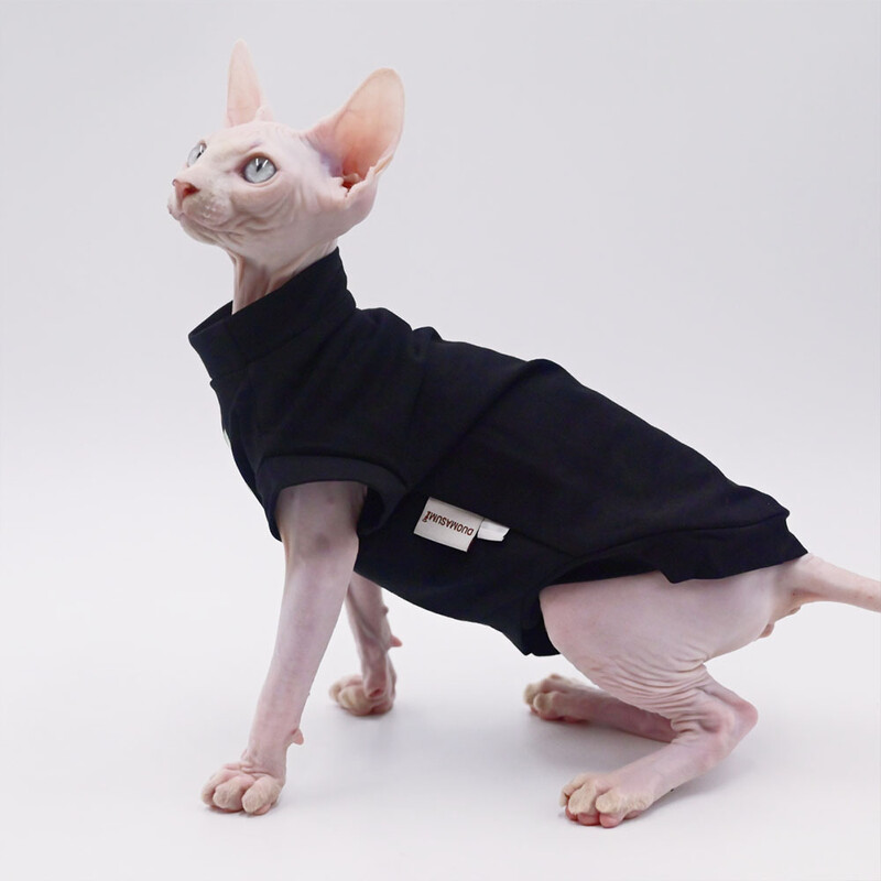 Haine pentru pisici pentru Sphynx, haină neagră din bumbac, pentru pisică, tricou cu dungi de iarnă, pentru Devon Rex, tricou din bumbac moale, costum de pisică