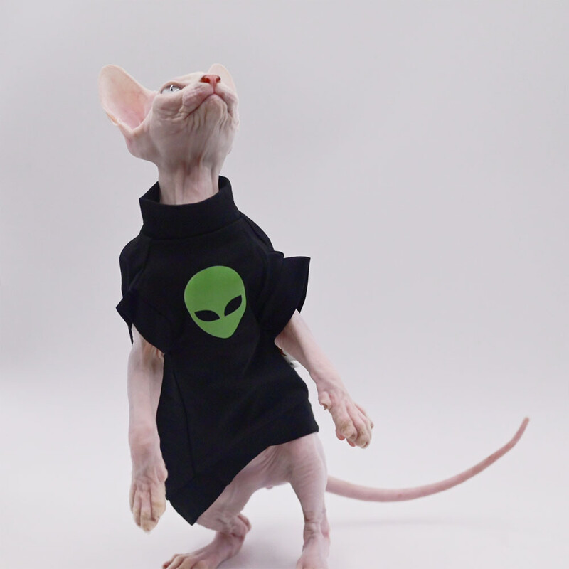 Haine pentru pisici pentru Sphynx, haină neagră din bumbac, pentru pisică, tricou cu dungi de iarnă, pentru Devon Rex, tricou din bumbac moale, costum de pisică