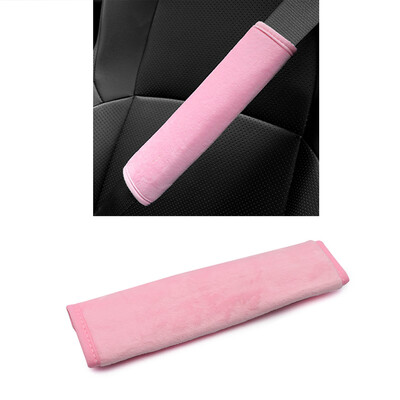 Automašīnas drošības jostas pārvalks Drošības jostas spilvens, matains plecu polsteris, ērts pieaugušajiem, jauniešiem, bērniem, aizsargs, rozā salona aksesuāri