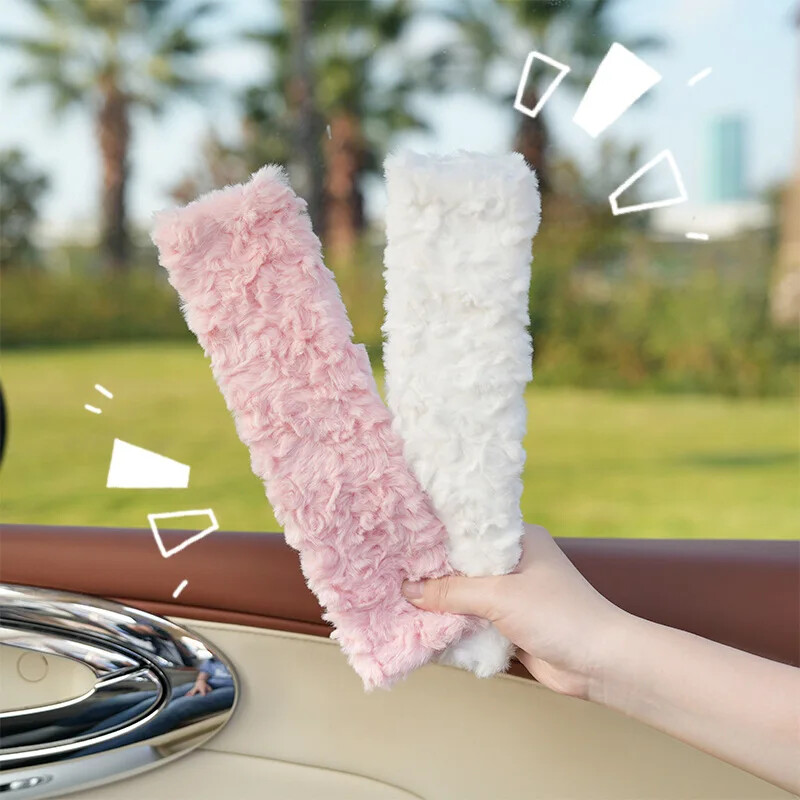 Autó biztonsági öv vállhuzat plüss aranyos biztonsági öv védőburkolat belső kiegészítők díszített téli nők