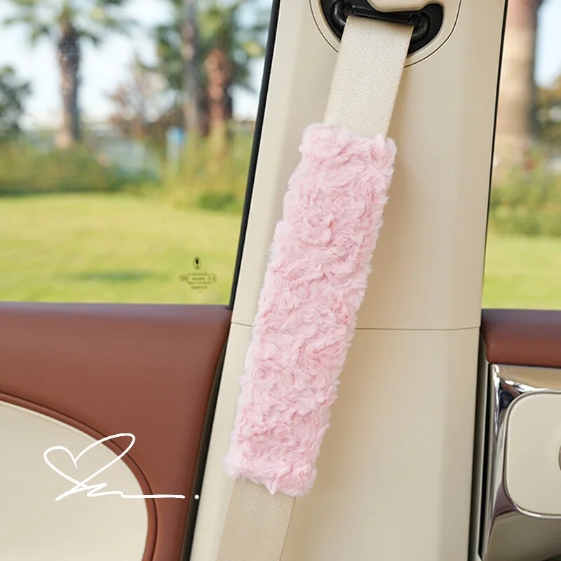 Autó biztonsági öv vállhuzat plüss aranyos biztonsági öv védőburkolat belső kiegészítők díszített téli nők