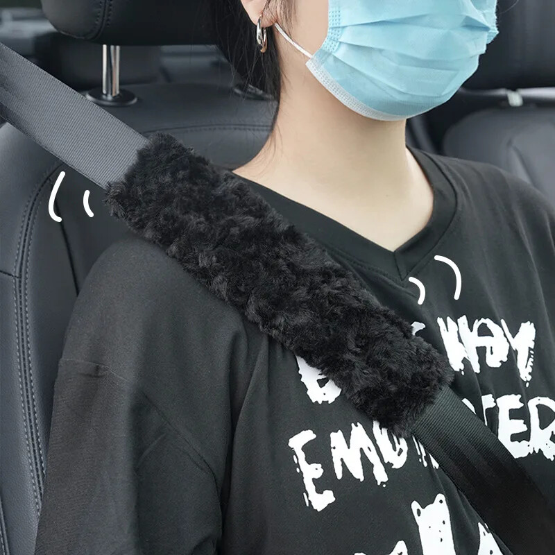 Autó biztonsági öv vállhuzat plüss aranyos biztonsági öv védőburkolat belső kiegészítők díszített téli nők