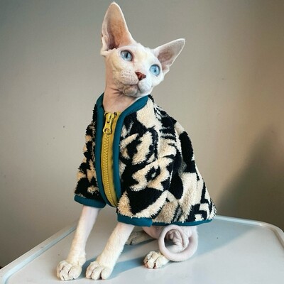 Katės megztinis žiemą Fahion Warm Ollie Velvet striukė su užtrauktuku Sfinkso katei Storas žalias rudeninis paltas Devon Rex Cat Supplies