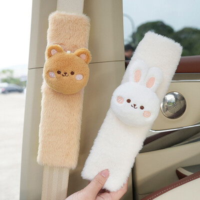 Păr de iepure nou din pluș mașină din desene animate urs huse centură de siguranță universală centură de siguranță auto protecția umărului accesorii pentru interiorul mașinii