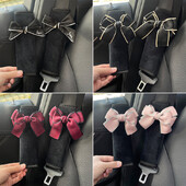 2 bucăți drăguțe femei bowknot moale pluș centură de siguranță pentru mașină husă catifea auto centură de siguranță cureaua de umăr ham pernă tampoane de protecție