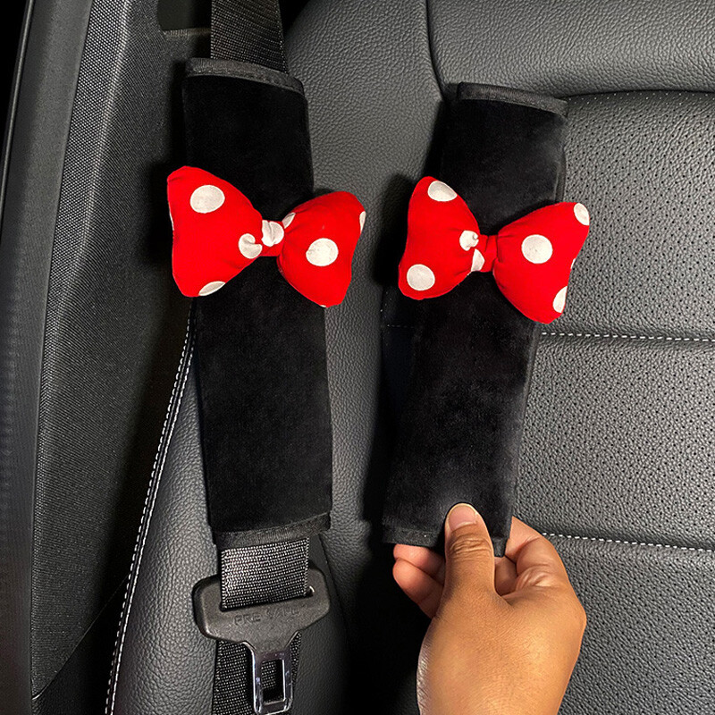 2 bucăți drăguțe femei bowknot moale pluș centură de siguranță pentru mașină husă catifea auto centură de siguranță cureaua de umăr ham pernă tampoane de protecție