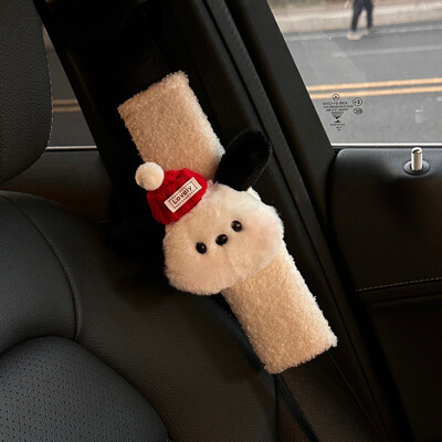 Kawaii Pochacco autó biztonsági öv huzata Anime Puppy plüss autó biztonsági öv vállvédő párna autó belső kiegészítők