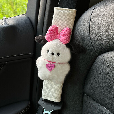 Kawaii Pochacco autó biztonsági öv huzata Anime Puppy plüss autó biztonsági öv vállvédő párna autó belső kiegészítők