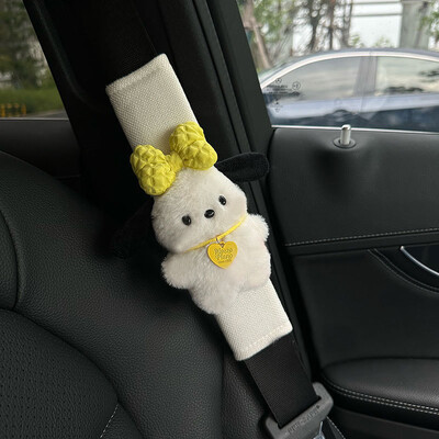Kawaii Pochacco autó biztonsági öv huzata Anime Puppy plüss autó biztonsági öv vállvédő párna autó belső kiegészítők