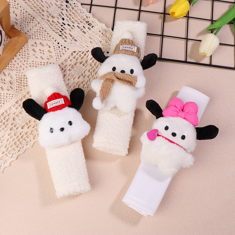 Kawaii Pochacco autó biztonsági öv huzata Anime Puppy plüss autó biztonsági öv vállvédő párna autó belső kiegészítők