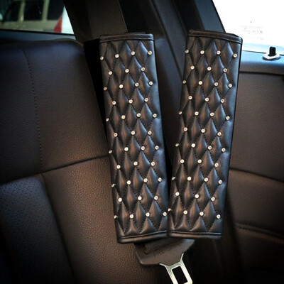 2 buc. Coroană universală de cristal din piele PU Husă centură de siguranță Diamante pentru umăr Pad pentru centuri de siguranță Accesorii pentru mașină