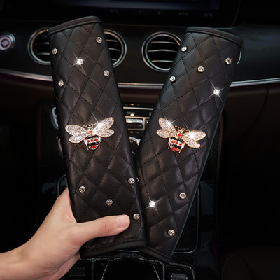 2 buc. Coroană universală de cristal din piele PU Husă centură de siguranță Diamante pentru umăr Pad pentru centuri de siguranță Accesorii pentru mașină
