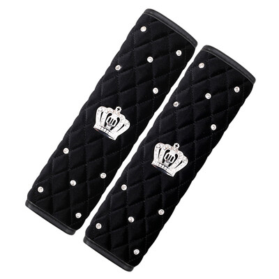 2 buc. Coroană universală de cristal din piele PU Husă centură de siguranță Diamante pentru umăr Pad pentru centuri de siguranță Accesorii pentru mașină