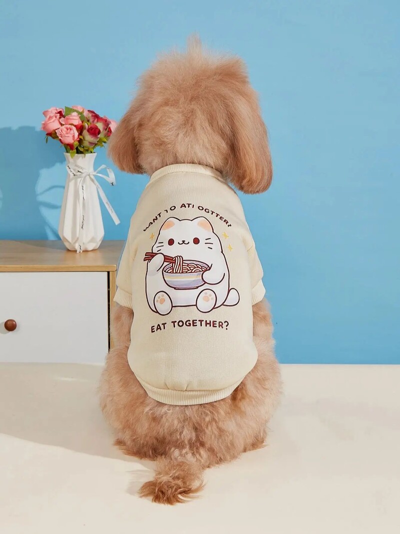 Mājdzīvnieku drēbes suņu kaķu sporta krekls ar samta siltu un ērtu purpursarkanu un zaļu šuvju apģērbu ar vienkāršiem un dāsniem apdrukām