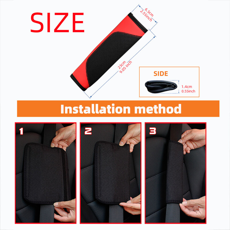 Trimatis tinklinio audinio odinis kvėpuojantis automobilio saugos diržo peties diržo dangtelis Draudimo diržo dangtelis automobilių reikmenys